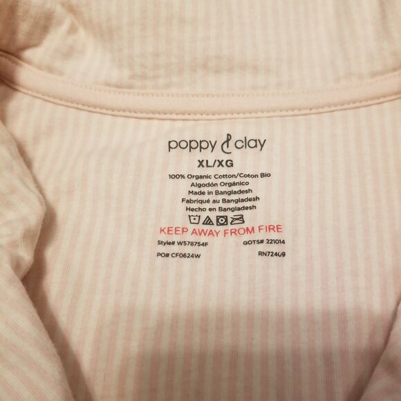 Pink 100% Organic Cotton Striped Pajamas PJ's 2 Piece Set X-Large Poppy & Clay - Picture 3 of 14